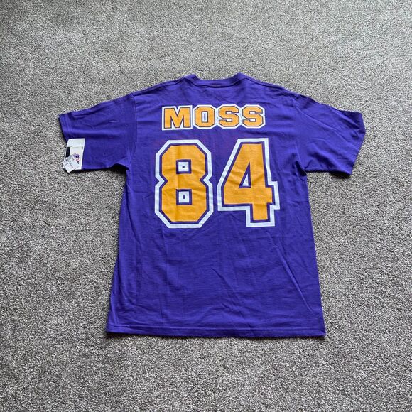 NWT CSA NFL MINNESOTA VIKINGS FOOTBALL RANDY MOSS 84 TEE SHIRT DOUBLE SIDED L - Picture 2 of 9